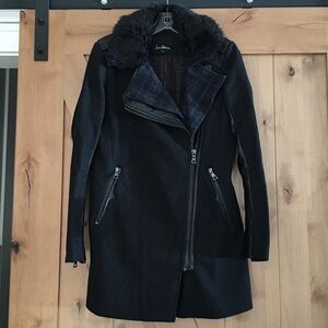 Sam Edelman Leah Wool Blend Double Collar Moto Coat Size XS
